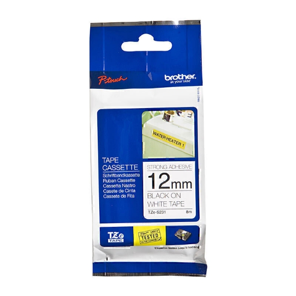 Picture of Brother TZe-S231 - 12mm Strong Black On White Tape