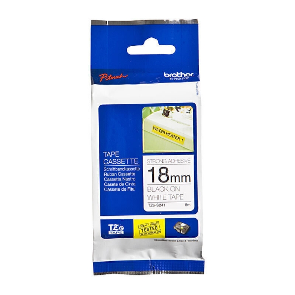 Picture of Brother TZe-S241 Strong Adhesive Tape - 18mm - Black On White