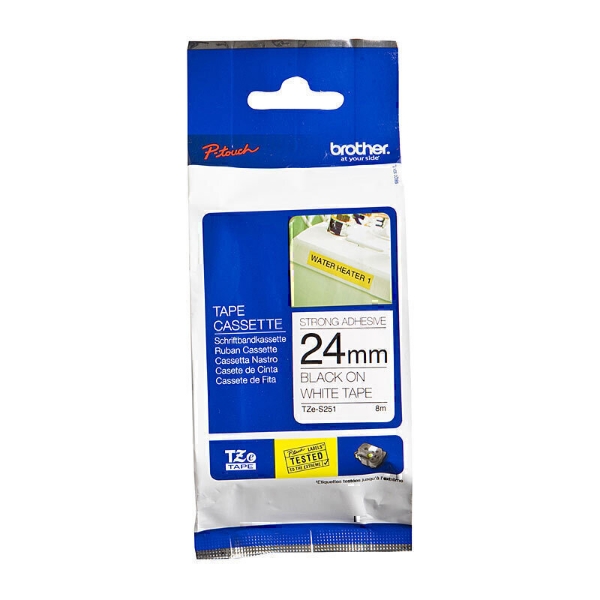 Picture of Brother TZe-S251 Strong Adhesive Tape 24mm Black On White