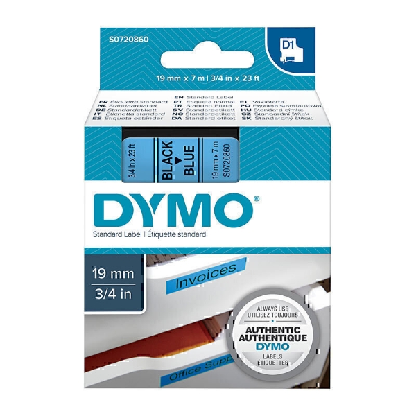 Picture of Dymo D1 Label Tape 19mm x 7m Black On Blue
