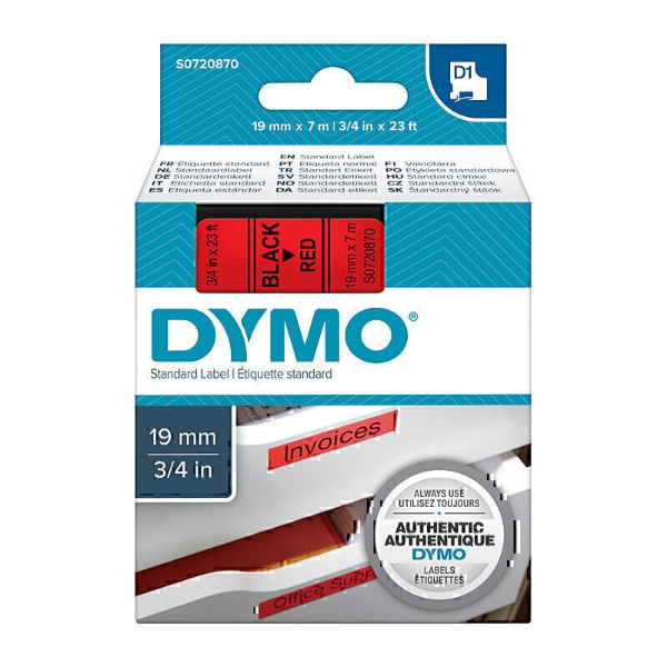 Picture of Dymo D1 Label Tape 19mm x 7m Black On Red
