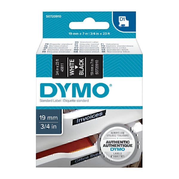 Picture of D1 Wht on Blk 19mmx7m Tape