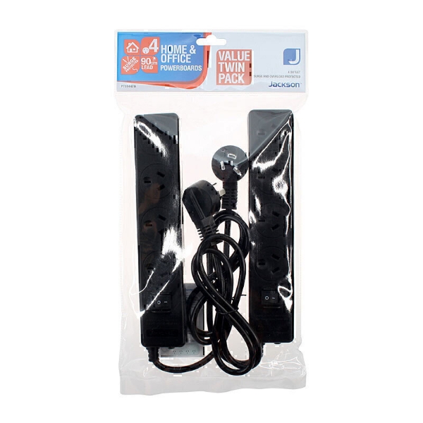 Picture of Jackson Surge Protected 4-Way Powerboard Twin Pack