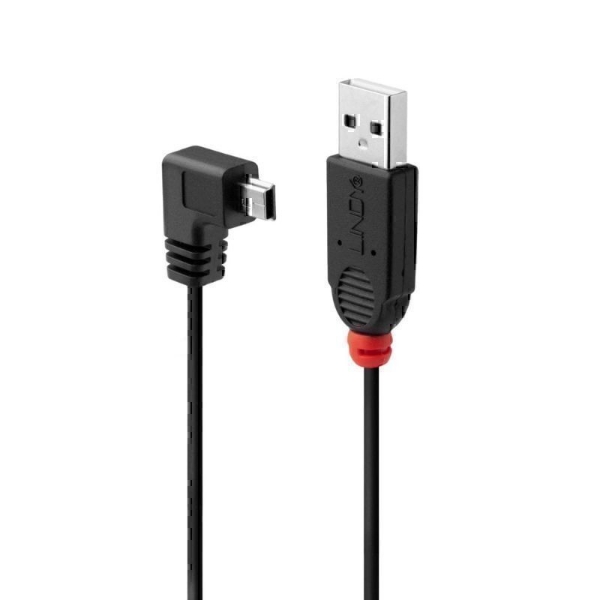 Picture of Lindy 31972 2m USB 2.0 Cable, Type A to 90-Degree Mini-B