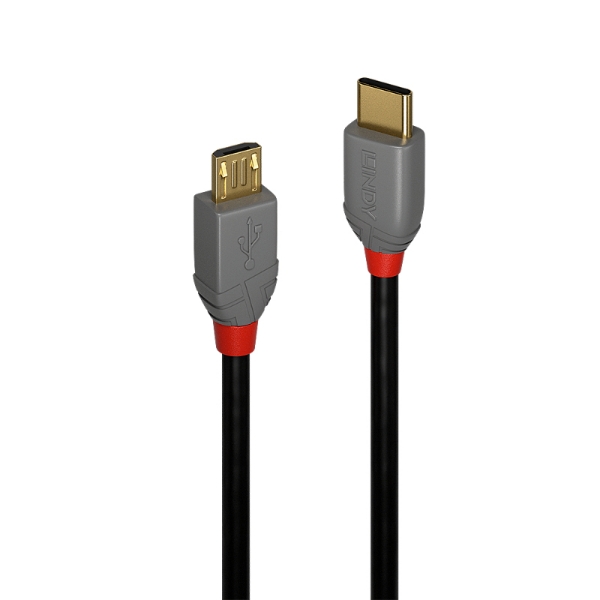 Picture of Lindy 36891 1m USB 2.0 Type C to Micro-B Cable, Anthra Line Black