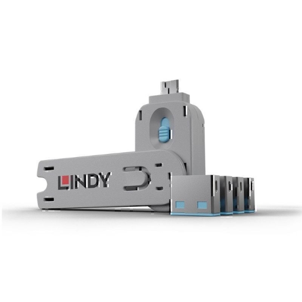 Picture of Lindy USB Port Blocker - Pack of 4, Blue (40452)