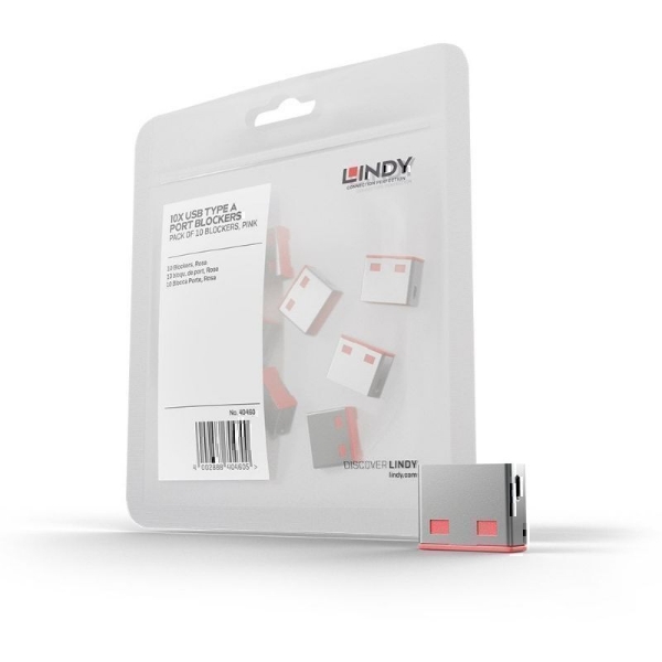 Picture of Lindy USB Port Blocker - Pack of 10, Pink 40460