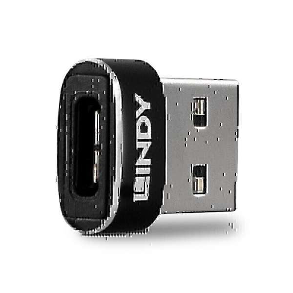 Picture of Lindy 41884 USB A USB C Black, Metallic Cable interface/gender Adapter