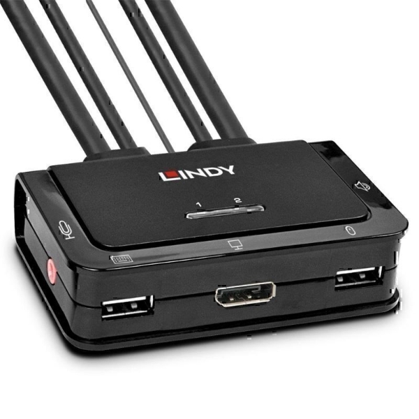 Picture of Lindy 42344 2 Port DP 1.2, USB 2.0 & Audio Cable KVM Switch