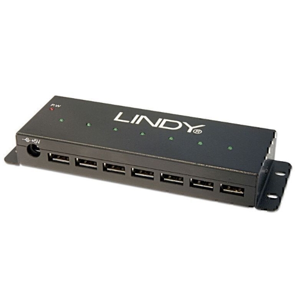 Picture of Lindy 42794 USB Hub - 7 Port Industrial USB 2.0 Hub, Metal