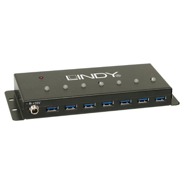 Picture of Lindy 43128 7 Port USB 3.0 Industrial Hub, Metal Case
