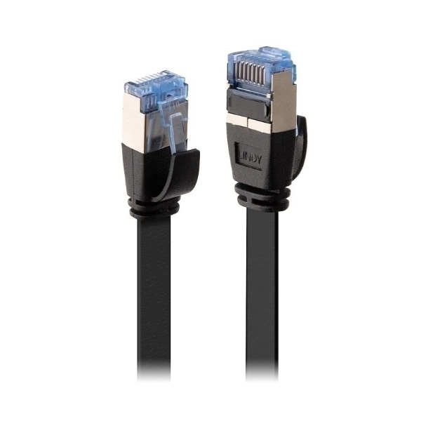 Picture of Lindy 47484 5m Cat6a U/FTP Flat Gigabit Network Cable, Black
