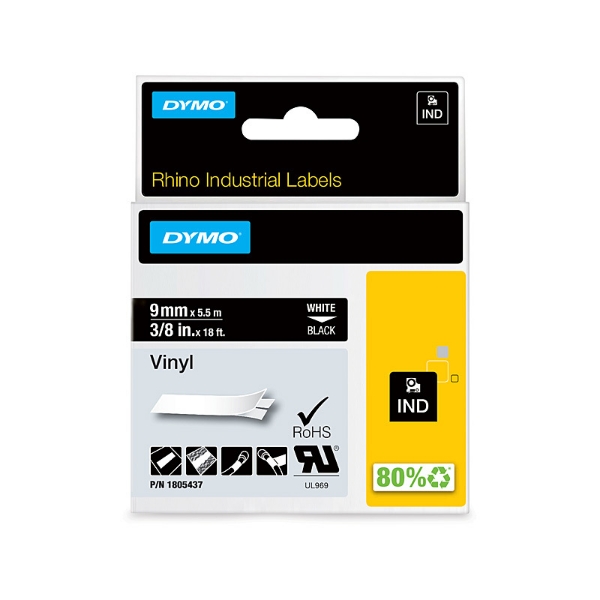 Picture of Dymo Rhino Vinyl 9mm Tape Blk