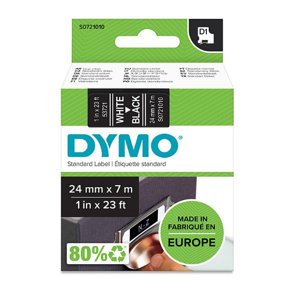 Picture of Dymo D1 Tape 24mmx7M Wht onBlk