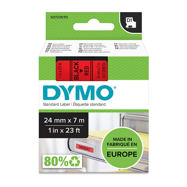 Picture of Dymo D1 Tape 24mmx7M Blk on Rd