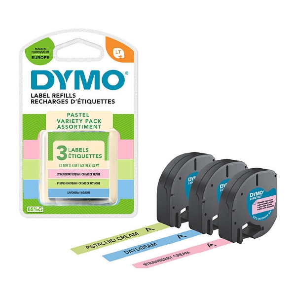 Picture of Dymo LT Tape Ast Pastel Pk3