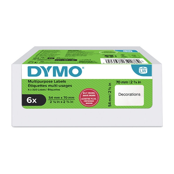 Picture of Dymo LW Multi Lbl 54x70mm Pk6